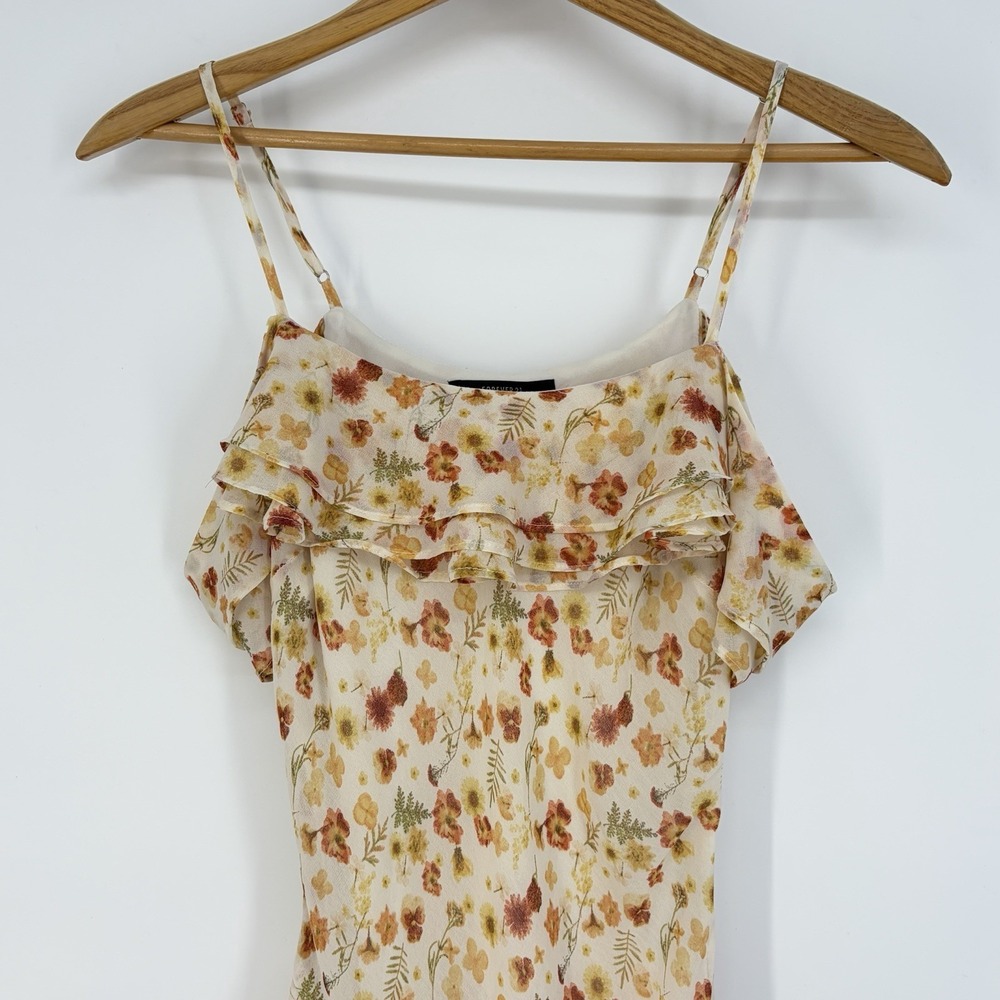 Forever 21 Floral Ruffle Maxi Dress S Boho Cottagecore Romantic Summer Fairycore